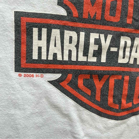 Y2K vintage Harley Davidson Motorcycles white Orange tshirt logo 2006 men XL - Picture 2 of 7
